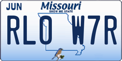 MO license plate RL0W7R