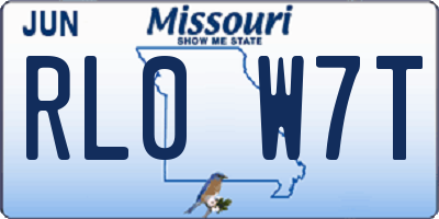 MO license plate RL0W7T