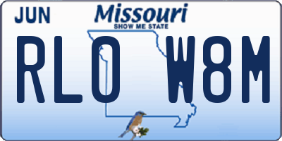 MO license plate RL0W8M
