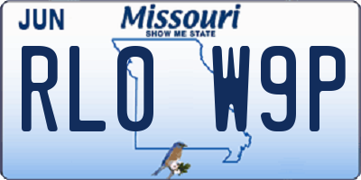 MO license plate RL0W9P