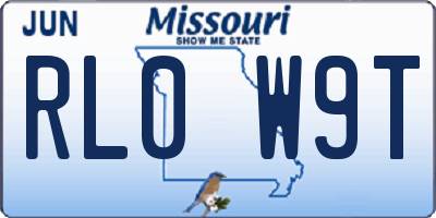 MO license plate RL0W9T