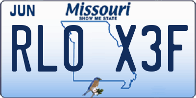 MO license plate RL0X3F