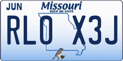 MO license plate RL0X3J