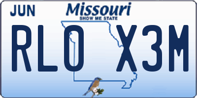 MO license plate RL0X3M