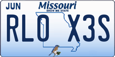 MO license plate RL0X3S