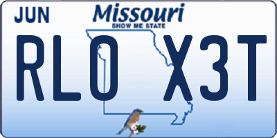 MO license plate RL0X3T