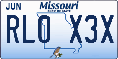 MO license plate RL0X3X
