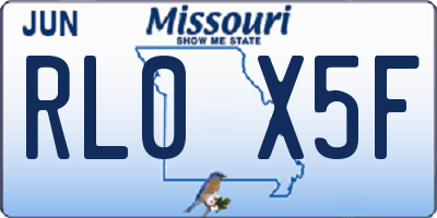 MO license plate RL0X5F