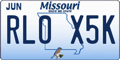 MO license plate RL0X5K