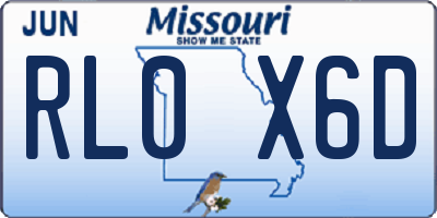 MO license plate RL0X6D