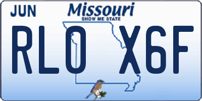 MO license plate RL0X6F