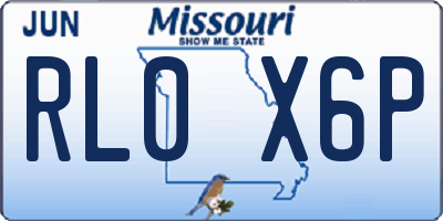 MO license plate RL0X6P