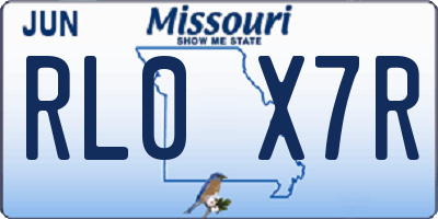 MO license plate RL0X7R