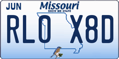 MO license plate RL0X8D