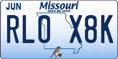 MO license plate RL0X8K