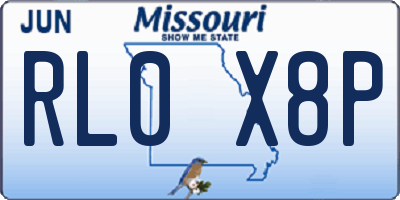 MO license plate RL0X8P