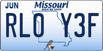 MO license plate RL0Y3F