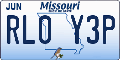 MO license plate RL0Y3P