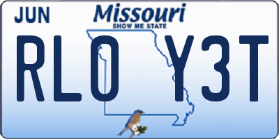 MO license plate RL0Y3T