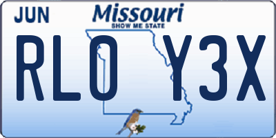 MO license plate RL0Y3X