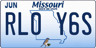 MO license plate RL0Y6S