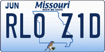 MO license plate RL0Z1D
