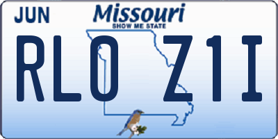 MO license plate RL0Z1I
