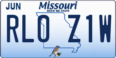 MO license plate RL0Z1W