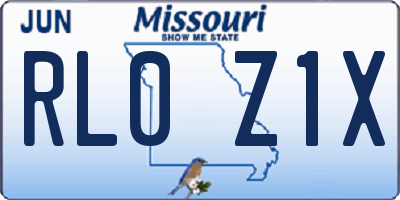 MO license plate RL0Z1X