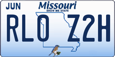 MO license plate RL0Z2H