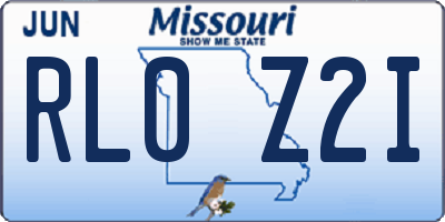 MO license plate RL0Z2I