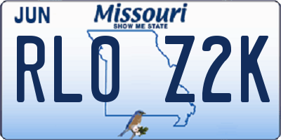 MO license plate RL0Z2K