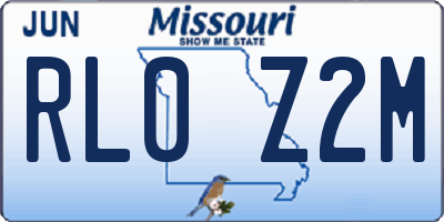 MO license plate RL0Z2M