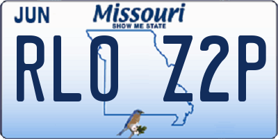 MO license plate RL0Z2P