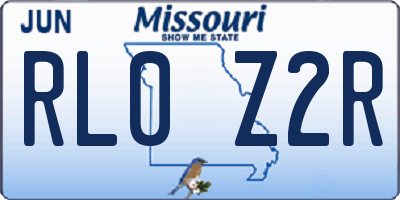 MO license plate RL0Z2R