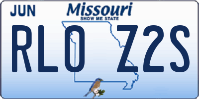 MO license plate RL0Z2S