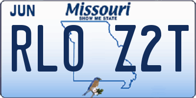 MO license plate RL0Z2T
