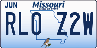 MO license plate RL0Z2W