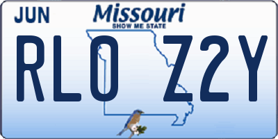 MO license plate RL0Z2Y