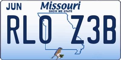 MO license plate RL0Z3B