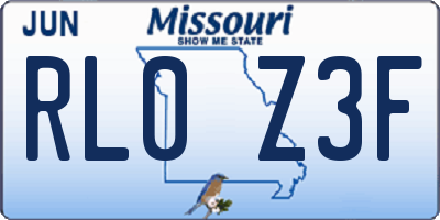 MO license plate RL0Z3F