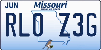 MO license plate RL0Z3G