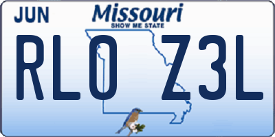 MO license plate RL0Z3L