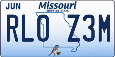 MO license plate RL0Z3M