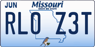 MO license plate RL0Z3T
