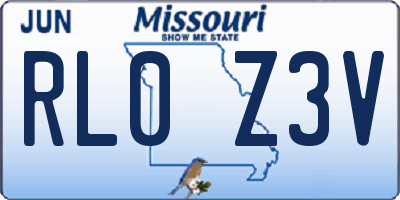 MO license plate RL0Z3V