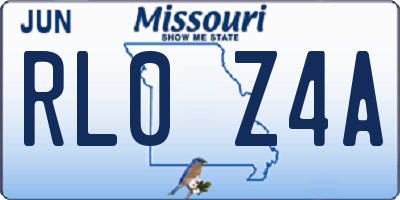 MO license plate RL0Z4A