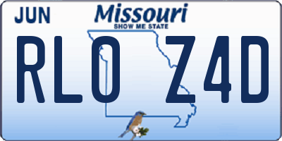 MO license plate RL0Z4D