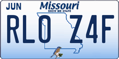 MO license plate RL0Z4F