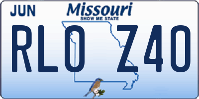 MO license plate RL0Z4O